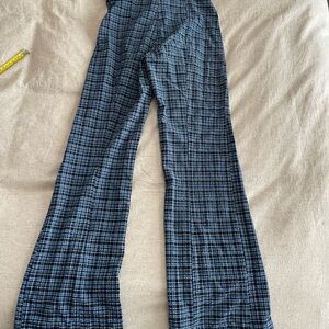 Ganni Black and Blue Checkered Fabric